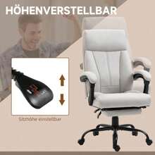 Office Chair With Massage Function, Ergonomic Executive Chair With Height-Adjustable Footrest, Light Grey, For Office And Home Office Use - Grey - View 5