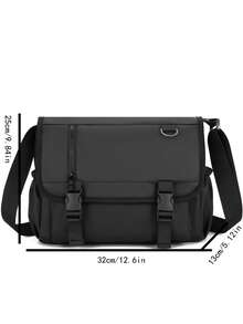 Túi đeo chéo thời trang dung tích lớn, túi xách đeo vai đa năng màu trơn, kiểu dáng tối giản, chống thấm nước, bền chắc, phù hợp cho mua sắm, đi làm, v.v., túi công sở. - màu đen - Xem 2