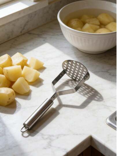 1pc Handheld Kitchen Masher Tool, Suitable For Vegetables, Fruits And Non-Electric Cooking Utensils, Durable Multi-Function Home And Campus Masher, Multi-Purpose Vegetable & Fruit Masher, Ergonomic Handle, Multi-Function Potato Masher, Suitable For Garlic