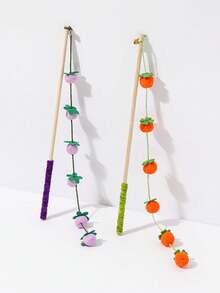 PETSIN 丰盛番茄逗猫棒，毛毡铃铛柿子猫玩具，宠物玩具 - 彩色 - 查看 13