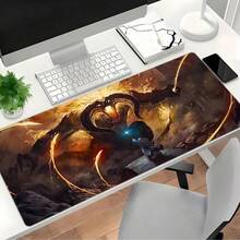 1pc Extra Large High-Definition Flame Demon Mousepad, Extra Long Mousepad, Desktop Pad, Stitched Edge Mousepad, Non-Slip Rubber Base, Keyboard Pad, Gaming Mousepad - Mouse Pad - View 5