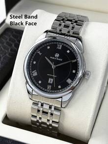 1pc Pablo Raez Men's Watch Original Charming Wristwatch High Quality Popular Brand Brand New Luxury IPS Silver Non-Fading Stainless Steel Bracelet Summer Accessory Waterproof 50m Minimalist Calendar Clock Men's Casual Fashion Quartz Watch Metal Hands Roman Numeral Scale Black High-End Business Men's Watch Suitable For Daily Use Father's Day Boyfriend Gift Graduation Wedding Birthday Gift - Silver - View 16