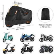 This All-In-One Black Bicycle/Motorcycle Cover Features A Keyhole And Storage Pocket, As Well As Reflective Safety Straps And Elastic Bands For Nighttime Use. It Can Accommodate 1-3 Bicycles. Made Of Thick, Durable Oxford Cloth, It Has Water-Resistant, Sun-Proof, Dust-Proof, Windproof And UV-Resistant Functions. Suitable For Heavy-Duty Road Bikes, Mountain Bikes, ATVs, Electric Bikes, Motorcycles And BMX Bikes. - Black - View 4