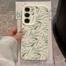 1个TPU材质清新橄榄枝花卉图案时尚手机壳，兼容三星A05s、A12、A13、A14、A14 4G、A15、A21s、A23、A25、A32、A32 5G、A34、A35、A50s、A51、A52、A53、A54、A55、A71、A72、A73、S10、S20 FE、S20 Ultra、S21 Ultra、S22、S22 Plus、S23、S24、红米10C、12C、Note 10、11、12、13、Pro Plus、Note 8、9 Pro，全方位保护软壳手机壳 - 白色 - 查看 1