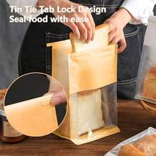 50 PCS Bread Bags For Homemade Breads, 11x5.1x3.9 Inch Resealable Cookie Bags With Tin Tie Tab Lock, Paper Bakery Bag With Window For Packaging Bagels, Muffin, Scone, Brownie, Baked Goods Storage - 中等的 - 查看 7