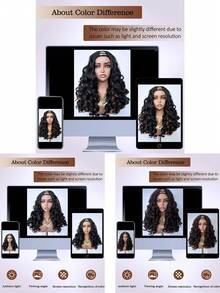 22英寸V型分缝波浪卷假发，独特弹性合成纤维假发，适合女性角色扮演、派对和万圣节使用。 - 彩色 - 查看 6