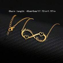 1 Gold And Silver Personalized Customized Double Heart Double Name Infinite Necklace, Stainless Steel Customized Infinite Name Necklace Pendant Personalized Necklace Jewelry Birthday Gift, Unique And Meaningful Gift, High-End Gift For Valentine's Day, Birthday, Anniversary, Graduation Ceremony, Christmas, Family, Friends And Classmates - Multicolor - View 6