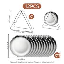 6件/12件韩国不锈钢餐具套装，包括5.51英寸圆形带杯垫餐盘、银色沙拉盘、烧烤主菜盘、碎屑和骨头盘、甜点盘、小吃盘、情人节版、嘉年华版、科隆嘉年华版、复活节版和婚礼版。 - - - 查看 7