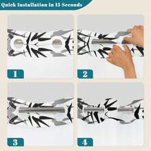 NAEMBCU No Hook Shower Curtain And Snap In Liner Set, Black And White Ink Wash Bamboo Print Shower Curtains For Zen Minimalist Japandi Spa Bathroom, Waterproof Bath Curtain With Mesh Top, 71x74 Inch - A - Xem 9