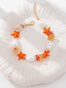 Bộ 1 vòng tay hình sao biển phong cách biển mùa hè, vòng tay đính hạt ngọc trai giả thủ công dành cho nữ, trang sức vòng tay phong cách Bohemia Boho phù hợp cho bãi biển, du lịch, lướt sóng, kỳ nghỉ, quà tặng. - Nhiều màu - Xem 16