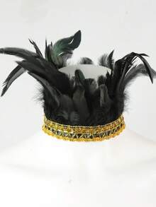 Gothic Natural Black Feather Sequin Choker Neck Warp Collar For Costume Party Carnival Costume Cosplay - YM-066 - View 5