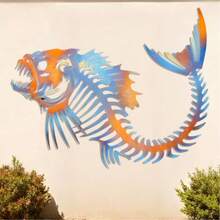 1 pieza, Escultura de pared de metal de pez colorido, 40 cm/15.75 pulgadas, Arte de pared de metal cortado con láser moderno, Mural de hierro para interior y exterior, Decoración para el hogar, patio y balcón, Adorno colgante elegante, Regalo de inauguración de la casa - Pez - Ver 7