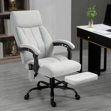 Massaging Office Chair With Reclining Function, Ergonomic Office Chair, Height-Adjustable Executive Chair With Footrest, Light Gray, For Office And Home Office Use - Grey - View 2
