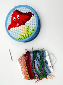 Bộ 6 miếng lót ly thêu chữ thập tự làm, có sẵn các mẫu hình nấm hoặc trái cây, những chiếc lót ly thủ công này là món quà ấm áp dành tặng bạn bè và gia đình. - Đế lót ly thêu chữ thập - Xem 6