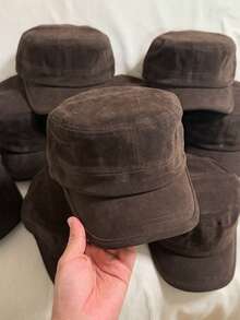Solid Color Polyester Autumn/Winter New Vintage Flat Top Suede Equestrian Cap, Versatile Painter Beret Hat, Flattering - Multicolor - View 8