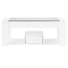 (=WF316882WAA) Living Room Coffee Table With Glass Top, Compartments And Storage Space, White, 100 X 50 X 40 Cm - White - View 1