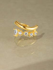 1 pieza Pendientes de clip de plata de ley 925 para mujeres, hipoalergénicos, adecuados para uso diario, bodas, fiestas, compromisos, joyería de alta calidad - Dorado - Ver 5