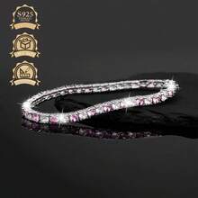 1 chiếc Vòng tay xích tennis hình vuông hình học bằng bạc Sterling 925 tối giản dành cho nữ, đa năng để đeo hàng ngày, làm quà tặng, tiệc tùng, đi nghỉ - Hồng - Xem 6