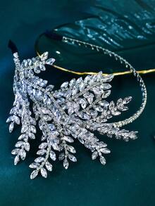 1pc Rhinestone Decorated Bridal Headband Women Hair Accessory Wedding Party Accessory Suitable For Stage Performance Holiday Gift - Silver - View 7