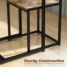 HOMCOM Dining Table And Chairs Set 2, Dining Room Sets, Rectangular Space Saving Table And 2 Chairs For Compact Kitchens, Steel Frame, Rustic Brown - Brown - View 5