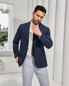 1PC  Spring/Fall  Summer    Slim Fit    Wedding  Business  Party - 深藍色 - 查看 3