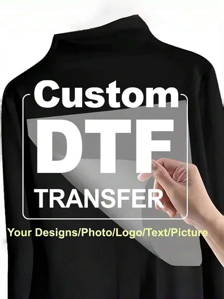 客製化 DTF 熱轉印貼紙，個性化照片/Logo/文字熱轉印膜，DIY 衣物貼花，適用於 T 恤、衛衣、帆布袋和枕頭，熱壓設計，客製化衣物裝飾，乙烯基風格轉印 - 彩色 - 查看 1