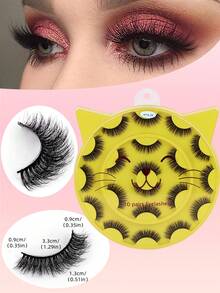 10对蓬松3D仿貂毛假睫毛，浓密丰盈猫眼款，柔软顺滑，适合睫毛稀疏的女性，适用于派对、约会、表演、角色扮演、戏剧活动等场合。 - 濃密款 - 查看 2