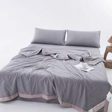 1件装平边夏季被/空调被，采用大豆纤维和聚酯纤维填充，适合家庭卧室、客厅、酒店旅行使用，可机洗。 - 灰色 - 查看 13