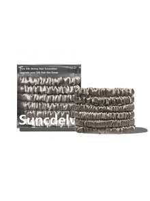 SUNCDELV SLIK 22 Momme 100% Silk Hair Scrunchie Handmade Pure Mulberry Hairbands Silk Hair Ties Scrunchies Set Women Curly Thin Hair Srevela Hair Accessories - Multicolor - View 12