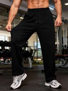 男士休闲运动裤：宽松、修身、百搭黑色长裤，适合运动和日常休闲穿着，春季款 - 黑色 - 查看 3