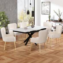 Dining Chairs - Beige+Gold + Velvet-1 - View 2