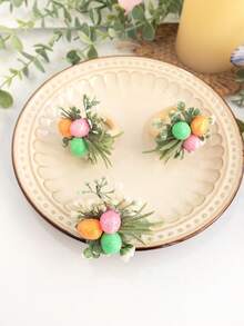 3 piezas Portanáplanes de Pascua, Portanáplanes decorativos con huevos falsos y plantas artificiales para la mesa, decoración de mesa de estilo cottage para la primavera - Multicolor - Ver 8