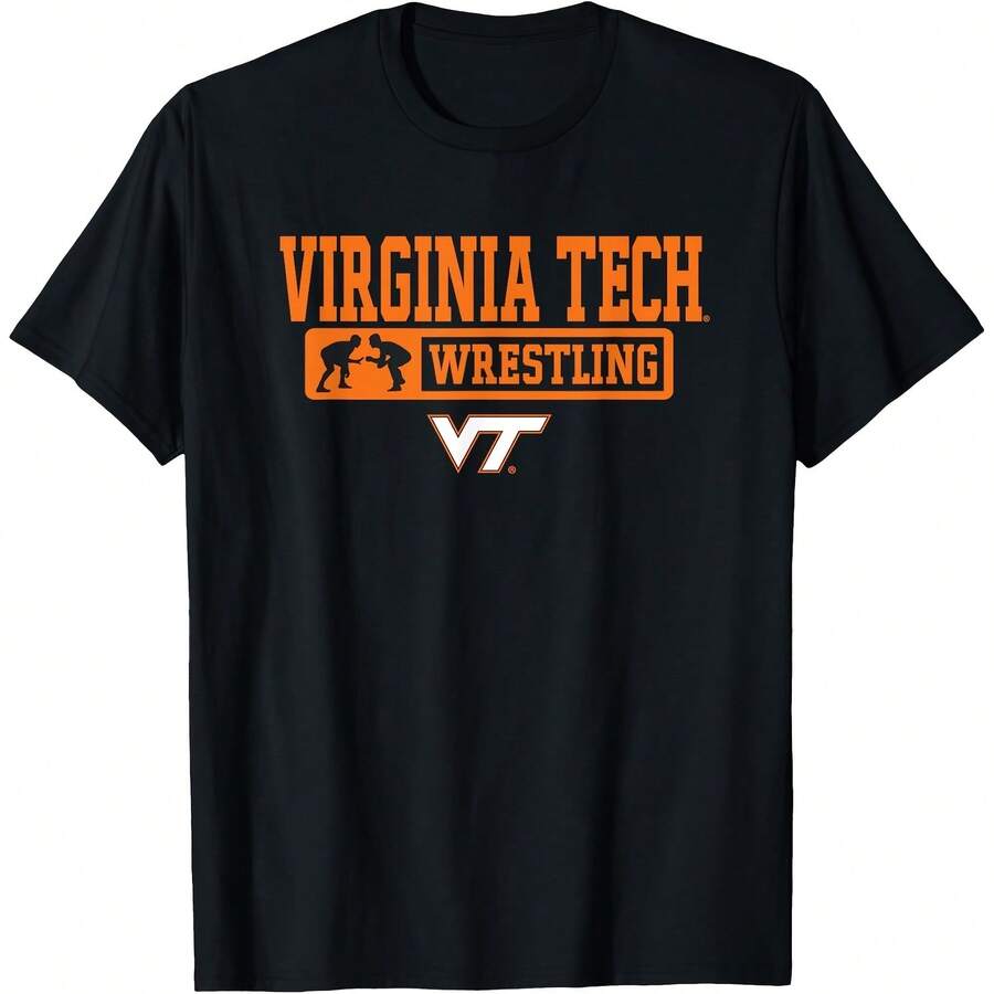 Virginia Tech Hokies Wrestling Arm Twist Officially Licensed T-Shirt All Seasons,220g Pure Cotton Single-Sided Printed Crew Neck Short-Sleeved T-Shirt,Unisex Top,Base Layer - 顏色1 - 查看 1