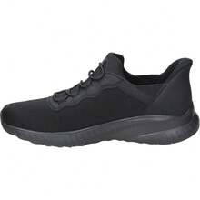 SKECHERS | Skechers Men's Work: Squad Chaos SR Stivig Slip-In Shoes, Black With Elastic Laces – Non-Slip Sole – Air-Cooled Memory Foam – Machine Washable – Electrical Hazard Protection – Model 200254EC-BLK - Black - View 4