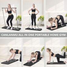 1 Multifunctional Folding Pilates Board, 8-In-1 Set, With Resistance Bands, Home Fitness Equipment, Small Space Storage, Foldable Design, Suitable For Home And Gym Use. - Grey - View 4
