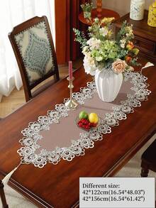 Mesh Fabric Exquisite Two-Tone Water Soluble Hollowed Lace Fringe Tassel Table Mats, Placemats For Kitchen, Dining Table, Writing Desk, Coffee Table, Dressing Table, Living Room, Bedroom, Garden, Indoor And Outdoor Furniture, Picnic, Villa, Festivals, Parties, Cupboard, Home Gatherings, Wedding Decorations Series Size 1PC - Multicolor - View 18