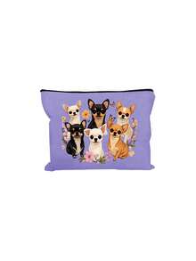 1个可爱毛绒狗狗印花化妆包，米色花卉和小狗印花，带拉链封口，大容量多功能美妆包，适合旅行、日常使用，送给爱狗人士、家人、女朋友和朋友，也是返校礼物、斋月礼物、开斋节礼物、情人节礼物、母亲节礼物、感恩节礼物的理想选择。 - 彩色 - 查看 10