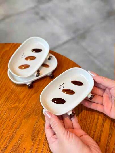 1pc Elegant Ceramic Small Plate/Dish, Cute Dipping Sauce Dish, Bone Dish, Appetizer Plate For Home Use