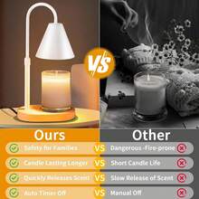 1PC Adjustable Height Candle Warmer Lamp With Timer & Dimmer, EU Plug Metal Candle Light Warmer, Smoke-Free Wax Melter For Bedroom Christmas Gifts, Mother's Day Gifts, Valentine's Day Gifts(Includes 2 Light Bulbs) - EU C Type Plug(220-240V) - View 9