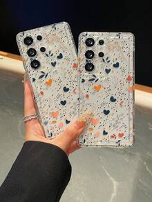 1个心形植物图案透明防摔手机保护壳，TPU材质，适合作为节日礼物，兼容三星手机，男女通用 - 彩色 - 查看 7