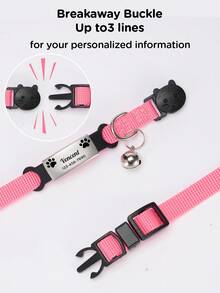 Ayotu Personalized Paw Print Cat Collar - Features A Built-In Stainless Steel Nameplate, Adjustable And Detachable Safety Buckle, Suitable For Small, Medium And Large Cats And Dogs - Multicolor - View 4