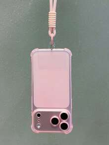 1pc Luxury Matte Transparent Pink Shock-Proof & Scratch-Resistant Full Body Phone Protective Case With Pink Lanyard, Compatible With IPhone 17 17 Pro Max, 17 Pro, 17, 16 Pro Max, 15, 14, 13, 12 Pro Max, 11, Anti-Drop Back Cover - Pink - View 2