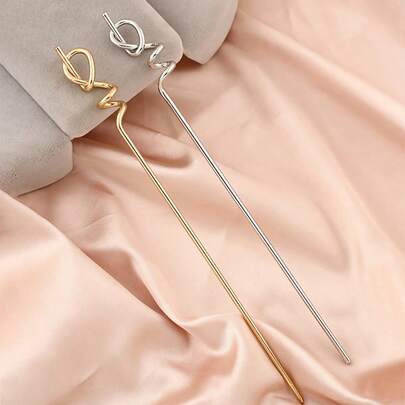 1pc Elegant Minimalist Solid Color Braided Bun Holder Hair Clip, Zinc Alloy