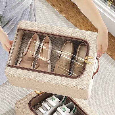 Caixa Organizadora de Sapatos Dobrável com Visor | Prática, Empilhável e Funcional
