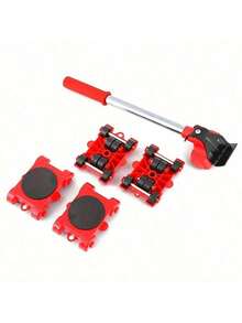 5pcs Heavy Duty Furniture Dolly Set With 360° Swivel Casters - Sturdy Metal Frame And Reinforced Plastic Structure, Vibrant Red Color - Non-Electric Multipurpose Tool, Easy To Move Furniture For Home, Office, Hotel And Commercial Use - Red (Heavy Duty) - View 9