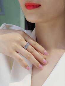 1 PC Fashion Cubic Zirconia Ring For Women For Valentine's Day Gift Wedding Anniversary Party Jewelry - Silver - View 5