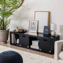 4-Cube Vertical Storage Organizer Cabinet Open Shelf Unit, Light Honey - Light Honey - View 4