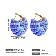 Bohemian Beaded Hoop Earrings, Handmade Crystal Chunky Hoop Earrings, Spring Vacation Boho Statement Jewelry For Beach & Summer Daily Wear - Multicolor - View 13