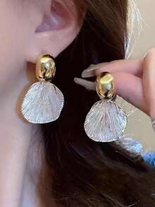 Pendientes con borlas, flores de concha falsa, diseño único, elegante, nueva moda con vibra de lujo, pendientes versátiles para mujeres - Blanco - Ver 12