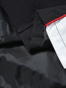 Driftmere Loose Retro Patchwork Zip-Up Jacket, Colorblock Racing Style Stand Collar - Black and White - View 10